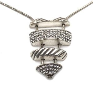 Brighton Pendant Necklace My Broken Crystal Heart Silver Plate 16.5-18.5" Chain